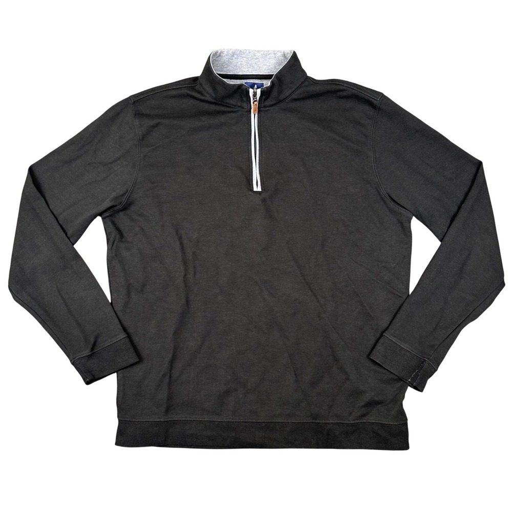 Johnnie-O Sully 1/4 Zip Pullover Mens Large Black Lyocell Blend